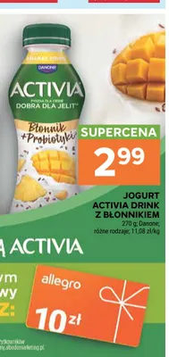 Jogurt Activia Drink z błonnikiem ananas owies promocja w Stokrotka