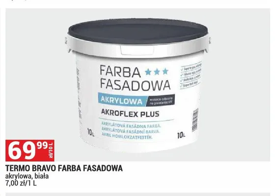 Farba fasadowa akrylowa Termo Bravo biała promocja w Merkury Market