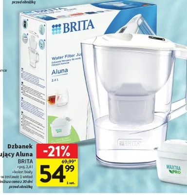 Dzbanek filtrujący Aluna BRITA promocja w Intermarche