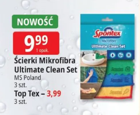 Ścierki Mikrofibra Ultimate Clean Set Spontex MS Poland 3szt. promocja w Leclerc