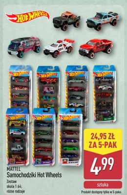 Samochodziki Hot Wheels MATTEL 5-pak promocja w Aldi