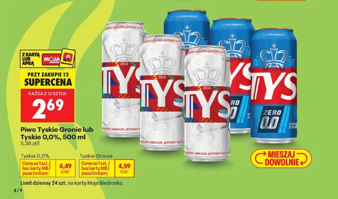 Piwo bezalkoholowe Tyskie promocja w Biedronka