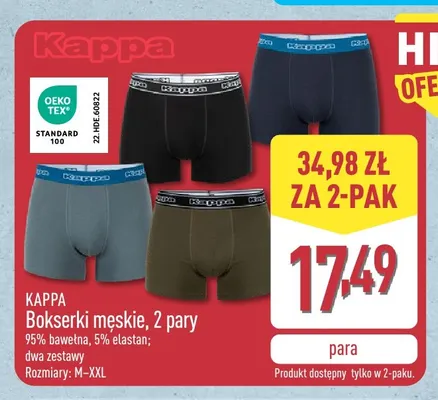 Bokserki męskie 2-pak Kappa promocja w Aldi