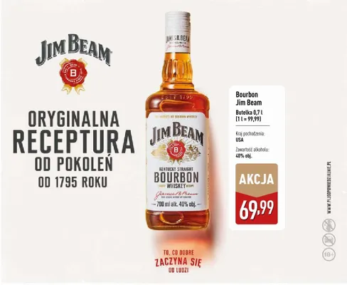 Bourbon  0,7 l Jim Beam promocja w Aldi