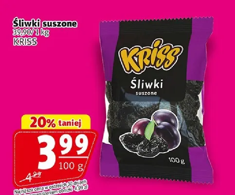 Śliwki suszone Kriss promocja w Prim Market