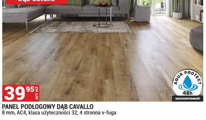 Panel podłogowy Dąb Cavallo Classen 8mm AC4 klasa użyteczności 32 4-stronna v-fuga promocja w Merkury Market