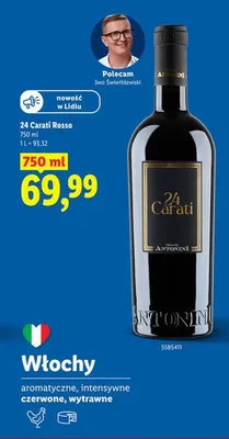 Wino czerwone wytrawne 24 Carati Rosso Tenuta Antonini promocja w Lidl