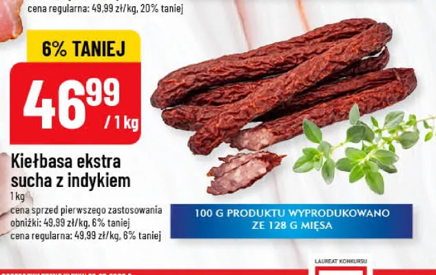Kiełbasa ekstra sucha z indykiem Pekpol promocja w POLOmarket