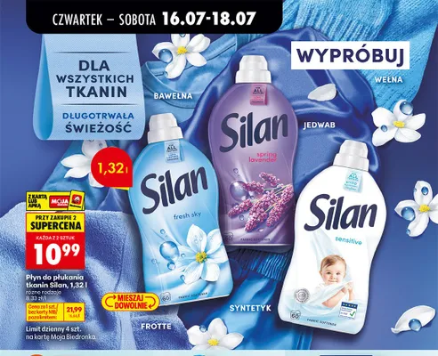 Płyn do płukania tkanin Silan Sensitive promocja w Biedronka