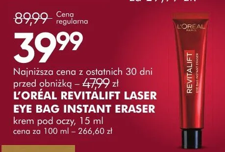 Krem pod oczy Revitalift Laser Eye Bag Instant Eraser promocja w Super-Pharm