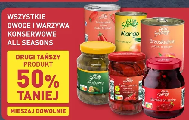 Owoce i warzywa konserwowe All Seasons promocja w Aldi