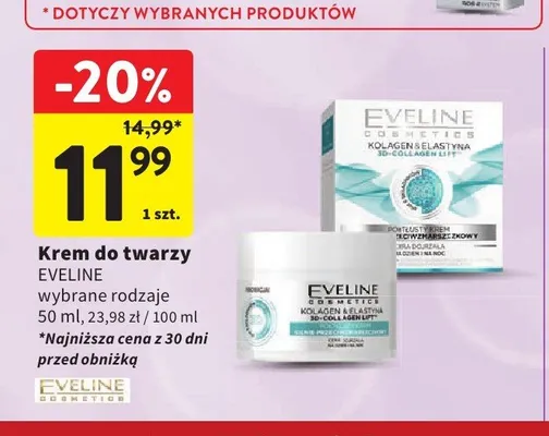 Krem do twarzy Eveline Kolagen & Elastyna 3D-Collagen Lift promocja w Intermarche
