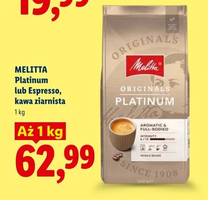 Kawa ziarnista Platinum lub Espresso Melitta promocja w Lidl