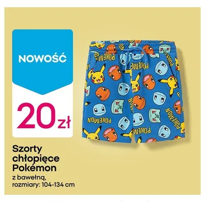 Szorty chłopięce Pokémon z bawełną promocja w Pepco