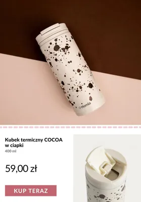 Kubek termiczny Homla Cocoa w ciapki 400 ml promocja w BACK TO SCHOOL