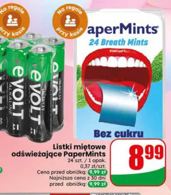 Listki miętowe odświeżające PaperMints promocja w Dino