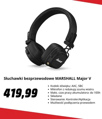 Słuchawki bezprzewodowe Marshall Major V promocja w Media Markt
