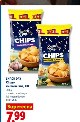 Chipsy ziemniaczane o smaku musztardowym XXL Snack Day promocja w Lidl