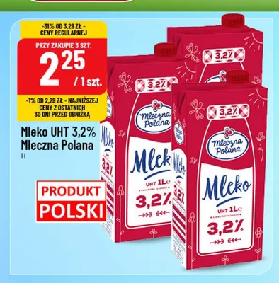 Mleko UHT 3,2% Mleczna Polana promocja w POLOmarket