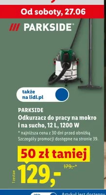 Odkurzacz do pracy na mokro i na sucho Parkside promocja w Lidl