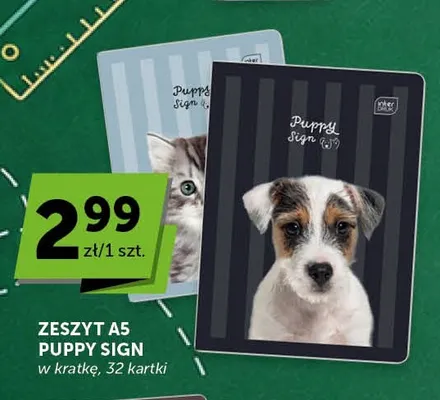 Zeszyt A5 Puppy Sign w kratkę 32 kartki promocja w Groszek
