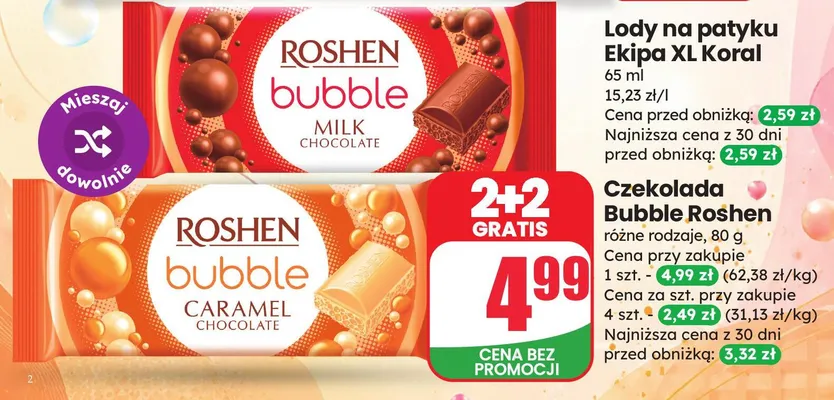 Czekolada Bubble Roshen Milk promocja w Dino