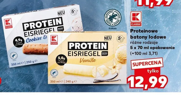 Proteinowe batony lodowe waniliowe K-Classic promocja w Kaufland