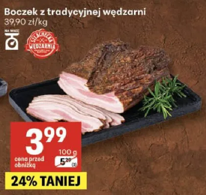 Boczek z tradycyjnej wędzarni promocja w Delikatesy Centrum