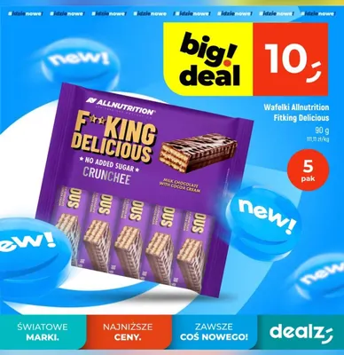 Wafelki Allnutrition Fitking Delicious 5-pak promocja w Dealz
