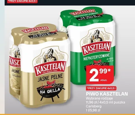 Piwo Kasztelan Niepasteryzowane 4-pak promocja w Chorten