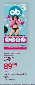 Majtki menstruacyjne o.b. Period Underwear promocja w Rossmann
