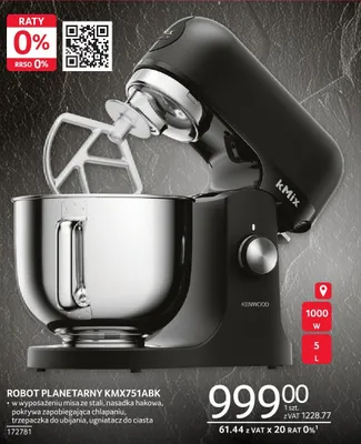 Robot planetarny KMX751ABK Kenwood promocja w Selgros