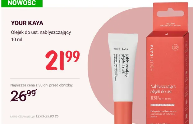 Olejek do ust, nabłyszczający  promocja w Rossmann