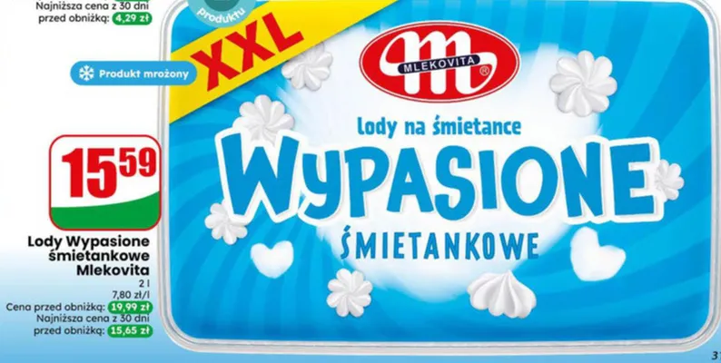 Lody Wypasione śmietankowe Mlekovita XXL promocja w Dino
