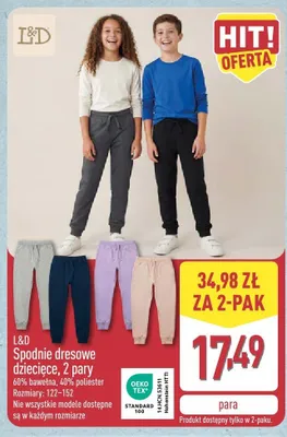 Spodnie dresowe dziecięce L&D 2-pak promocja w Aldi
