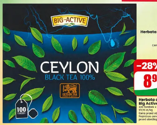 Herbata czarna Ceylon Big Active promocja w Dino