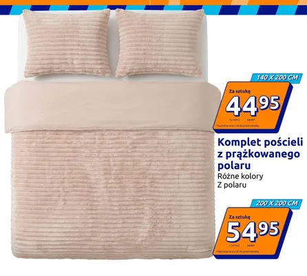 Komplet pościeli z prążkowanego polaru 140x200 cm promocja w Action