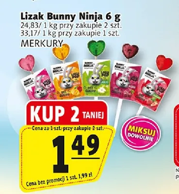 Lizak Bunny Ninja Merkury promocja w Prim Market