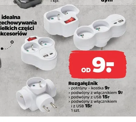 Rozgałęźnik podwójny z włącznikiem promocja w Netto