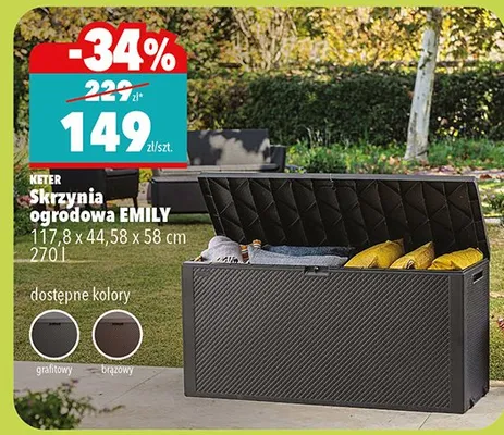 Skrzynia ogrodowa Emily 117,8 x 44,58 x 58 cm 270 l dostępne kolory promocja w Biedronka Home