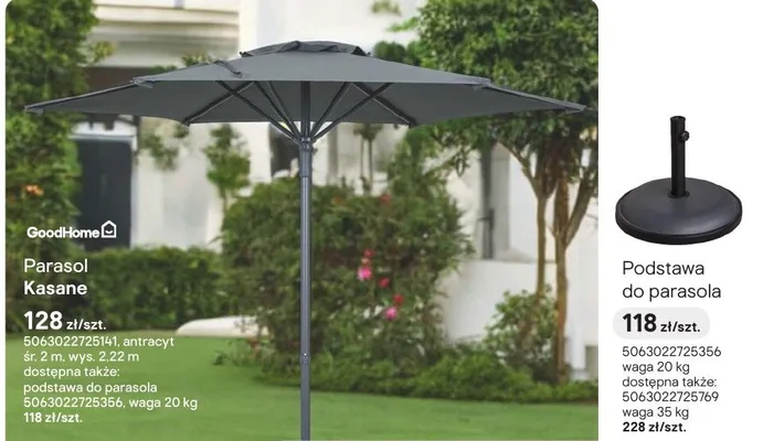 Parasol Kasane antracyt promocja w Castorama