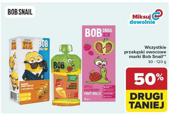 Wszystkie przekąski owocowe marki Bob Snail promocja w Carrefour Market