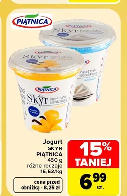 Jogurt Skyr waniliowy Piątnica promocja w Carrefour