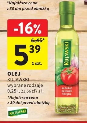 Olej KUJAWSKI pomidor czosnek bazylia promocja w Intermarche