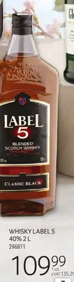 Whisky Label 5 40% 2 L promocja w Selgros