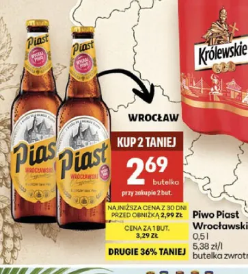 Piwo Piast Wrocławski promocja w Delikatesy Centrum