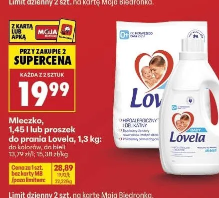 Mleczko lub proszek do prania Lovela promocja w Biedronka