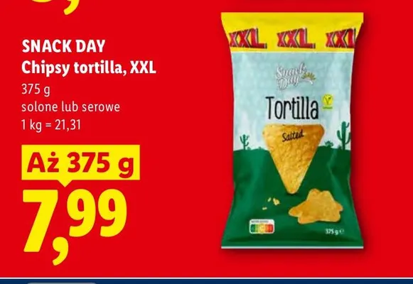 Chipsy tortilla XXL solone Snack Day promocja w Lidl