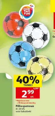 Piłka gumowa ONE TWO FUN śr. 23cm wzór futbolówki promocja w Auchan