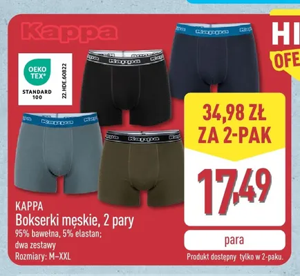 Bokserki męskie Kappa 2-pak promocja w Aldi